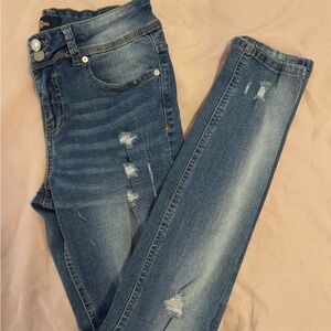 Indigo Rein Light Blue Distressed Skinny Jeans